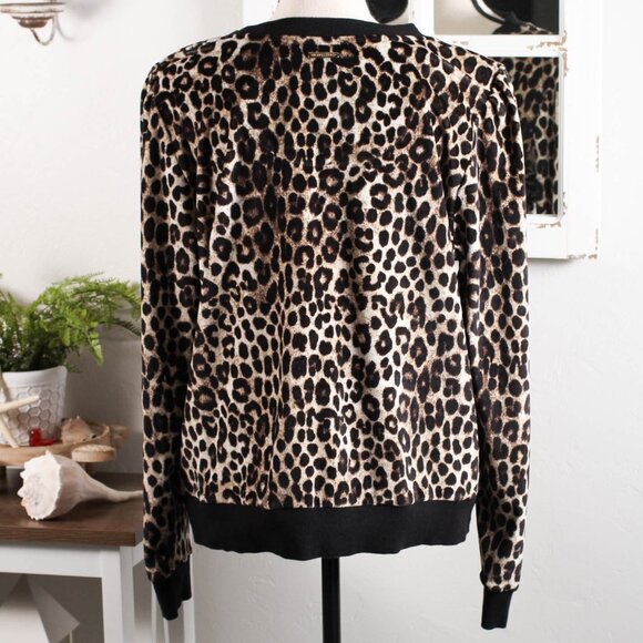 Michael Michael Kors Leopard Print Sweatshirt XL Brown Black MK - Picture 3 of 6